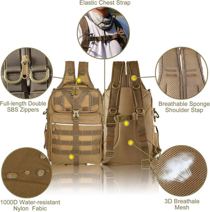Outdoor Tackle Bag - Large Water-Resistant Fishing Backpack