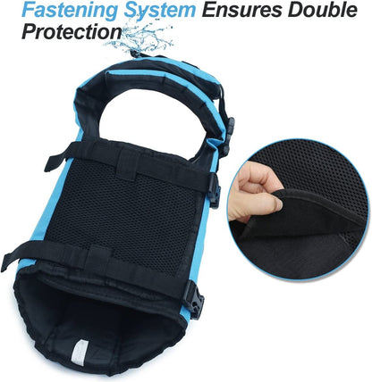 Rip Stop Dog Life Vest, Swimming Vest with Handle, Buoyancy for Doggy Puppy, Dog Life Jacket for Swimming & Boating, M, Blue